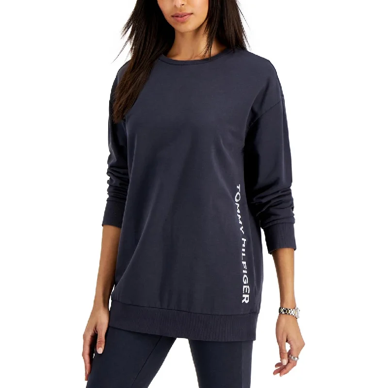 Womens Logo Knit Crewneck Sweater Terry Terry Cloth Terry Knit