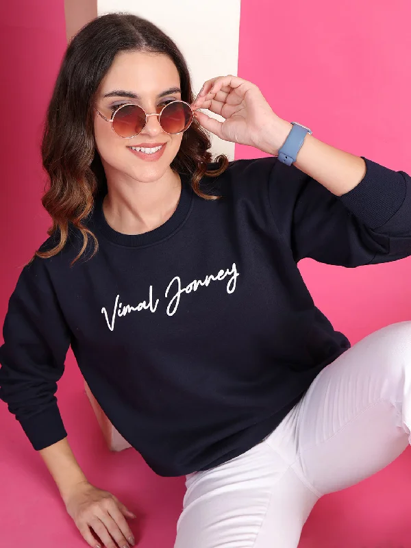 VimaL Jonney Regular Fit Blue Printed Sweatshirt For Women Hoodie with Belted Waist Structured Tailored