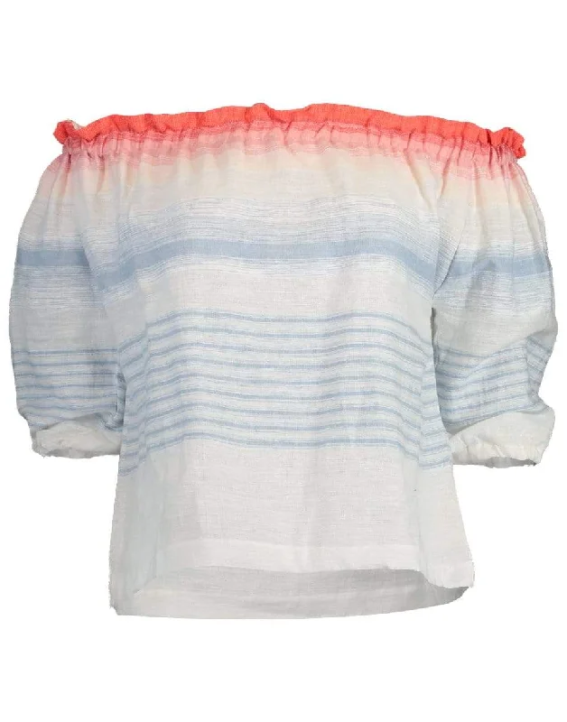 Biftu Off Shoulder Blouse Lightweight Chiffon Blouse
