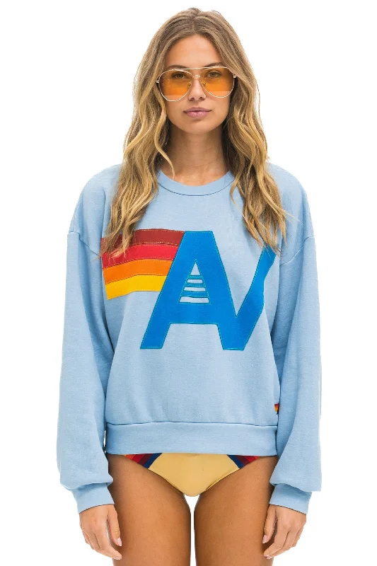 LOGO STITCH RELAXED CREW SWEATSHIRT - ICE Hoodie with Hem Detail Decorative Unique