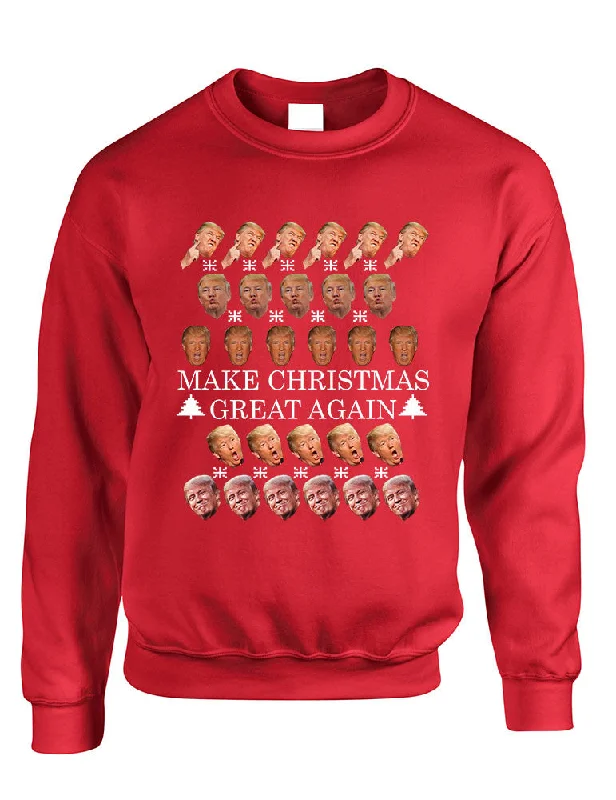 Adult Sweatshirt Make Christmas Great Again Love Trump Ugly Xmas Hoodie with Front Slit Layering Stylish Adult Sweatshirt Make Christmas Great Again Love Trump Ugly Xmas Hoodie with Front Slit Layering Stylish