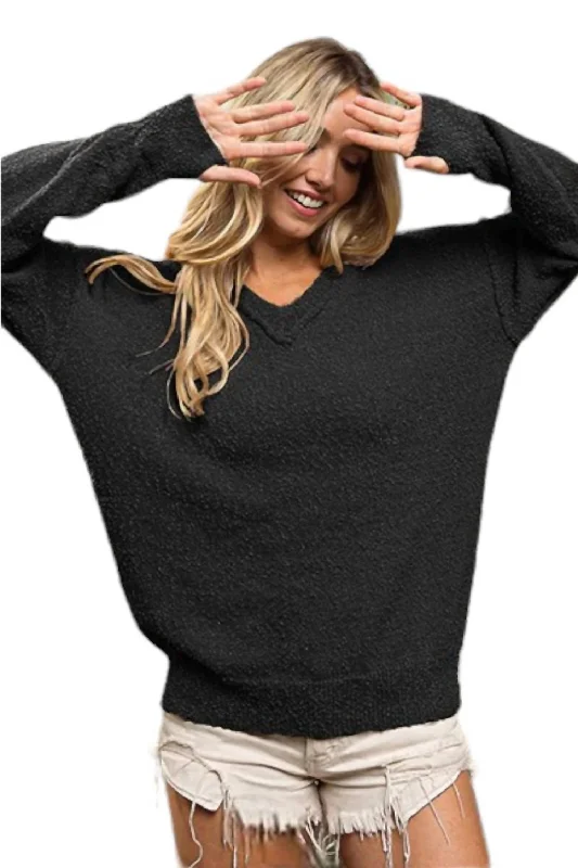 How I'm Feeling Sweater In Black Fitted Slim Tailored
