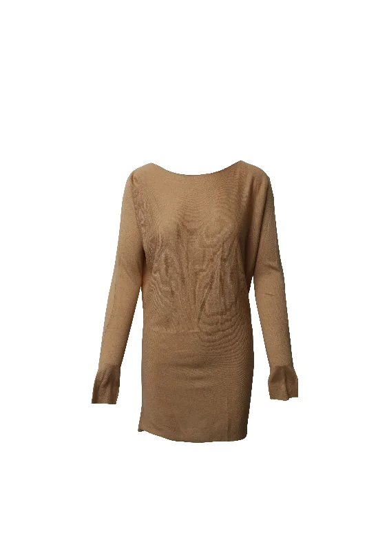 Vince Sweater Dress in Beige Rayon Plaid Sweater Polka Dot Checkered