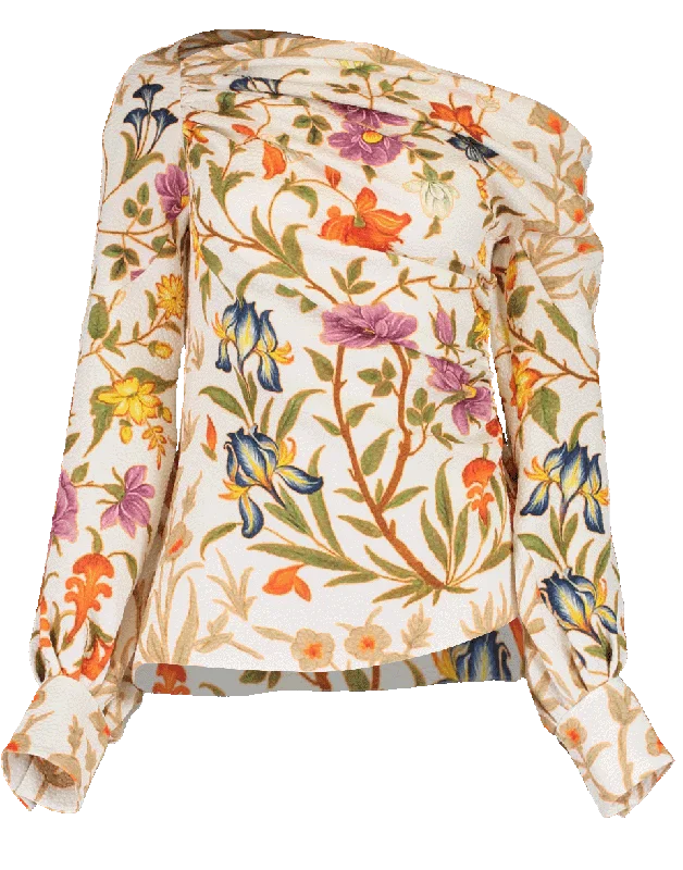 Printed Asymmetrical Blouse Soft Pastel Blouse