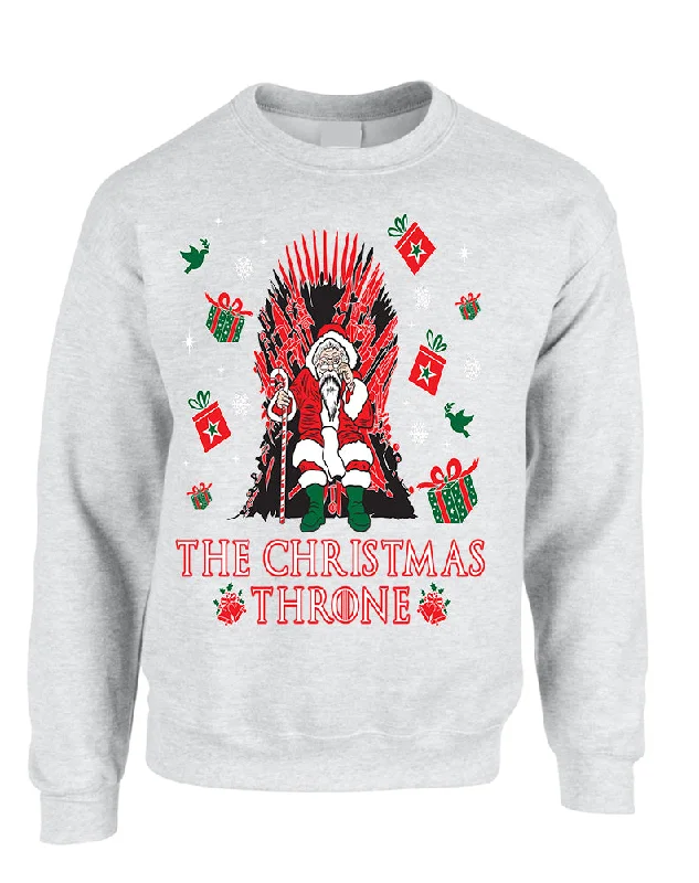 Adult Sweatshirt The Christmas Throne Santa Best Ugly Xmas Top Hoodie with Longline Fit Extended Stylish