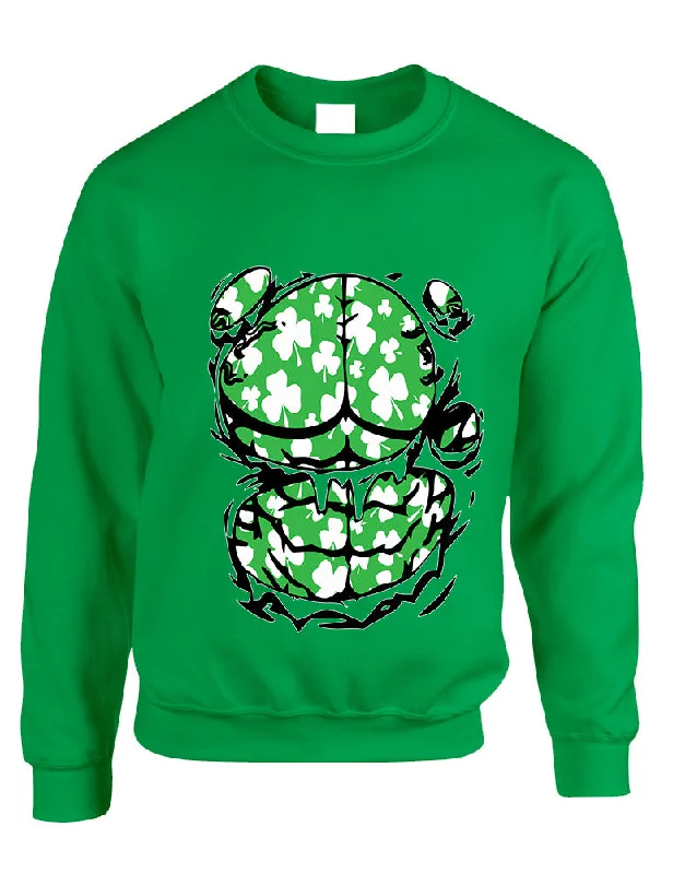 Adult Sweatshirt Irish Body Shamrock St Patrick's Day Top Hoodie with Raw Hem Edgy Unfinished Adult Sweatshirt Irish Body Shamrock St Patrick's Day Top Hoodie with Raw Hem Edgy Unfinished