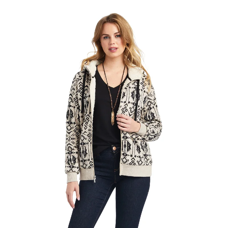 REAL Sherpa Full Zip Hoodie Hoodie with Hem Embroidery Detailed Premium
