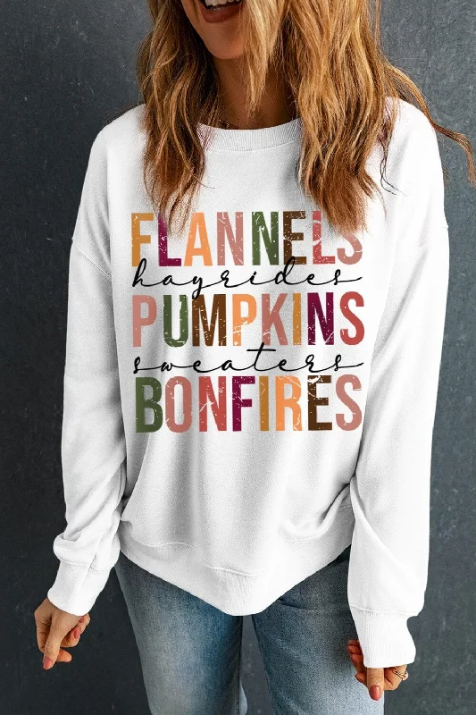 Flannels Pumpkins Bonfires Women's Fall Graphic Sweatshirt Hoodie with Tie-Dye Psychedelic Retro