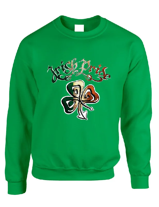 Adult Sweatshirt Irish Pride Shamrock St Patrick's Day Top Hoodie with Half-Zip Sporty Casual
