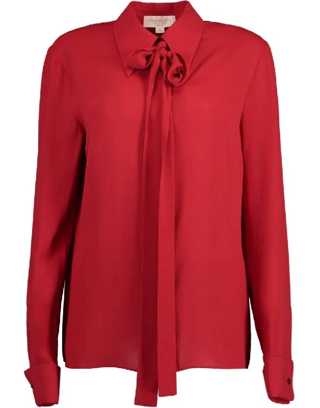 Silk Georgette French Cuff Blouse Chic Off-Shoulder Blouse