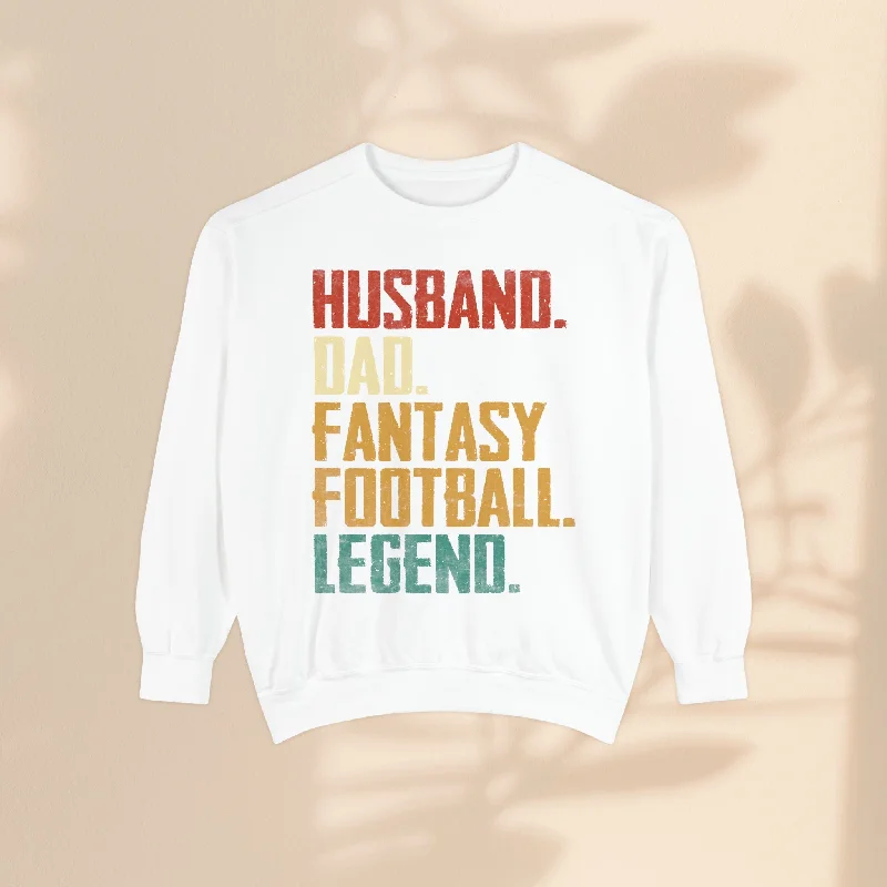 Unisex Garment-Dyed Sweatshirt - Husband, Dad, Football Fantasy Legend Hoodie with Half-Zip Sporty Casual Unisex Garment-Dyed Sweatshirt - Husband, Dad, Football Fantasy Legend Hoodie with Half-Zip Sporty Casual