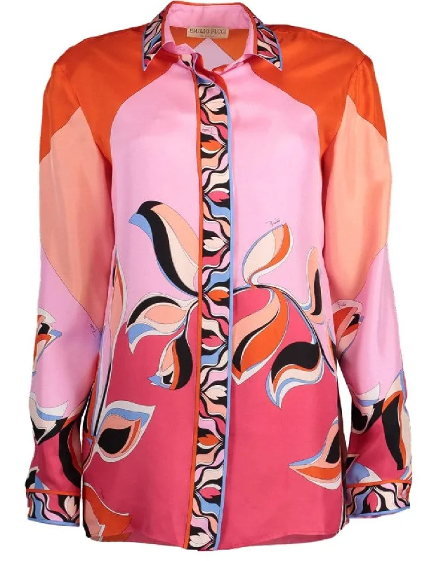 Print Button Down Blouse Lightweight Floral Blouse