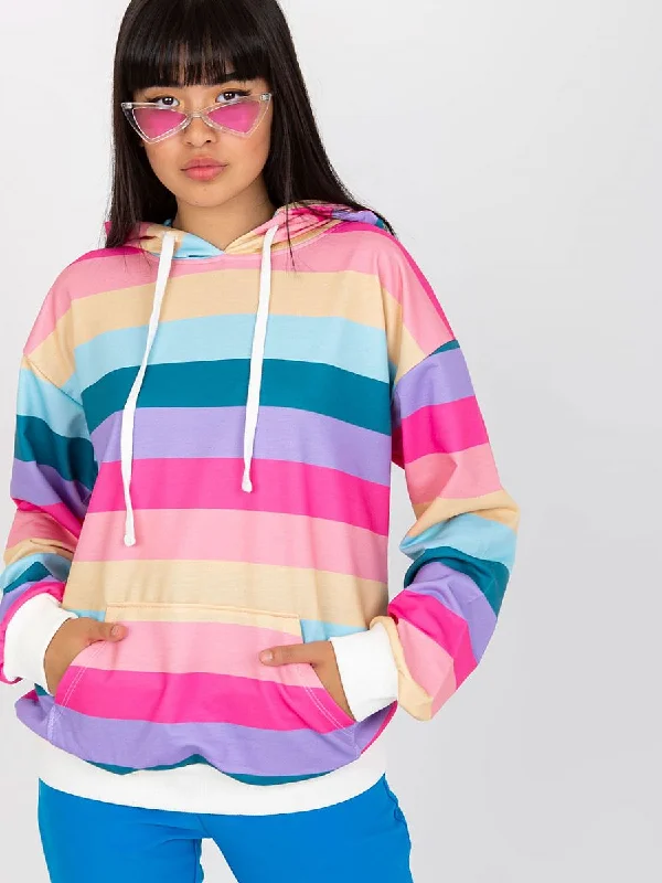 Sweatshirt Rue Paris Hoodie with Drawstring Waist Adjustable Fitted