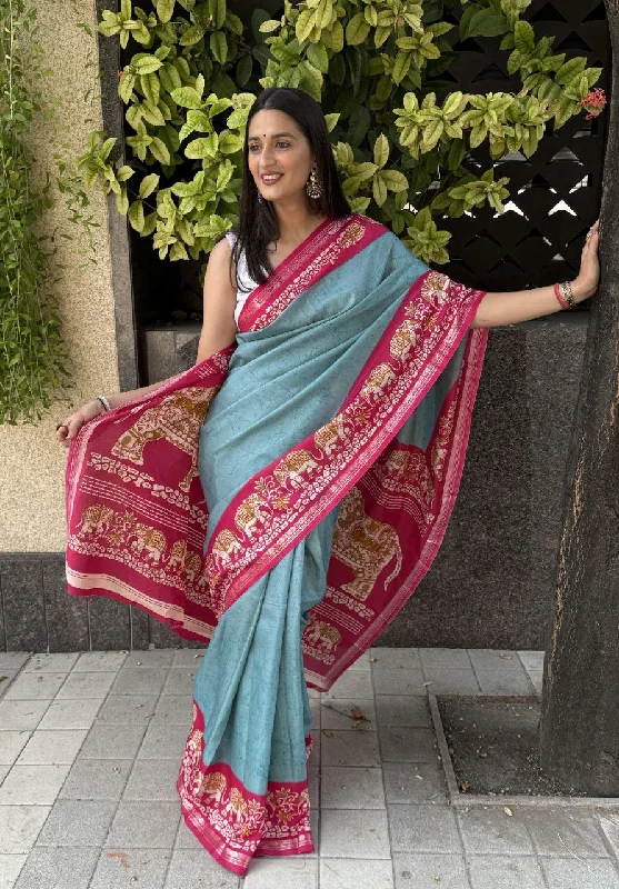 Women Party Wear Printed Creape Silk Saree with Un Stitched Blouse Smart Business Blouse