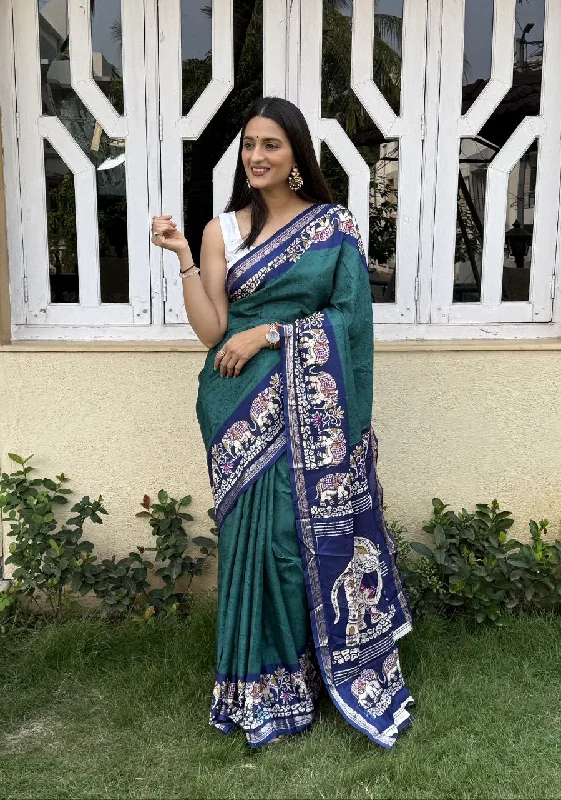 Women Party Wear Printed Creape Silk Saree with Un Stitched Blouse Satin Drape Blouse