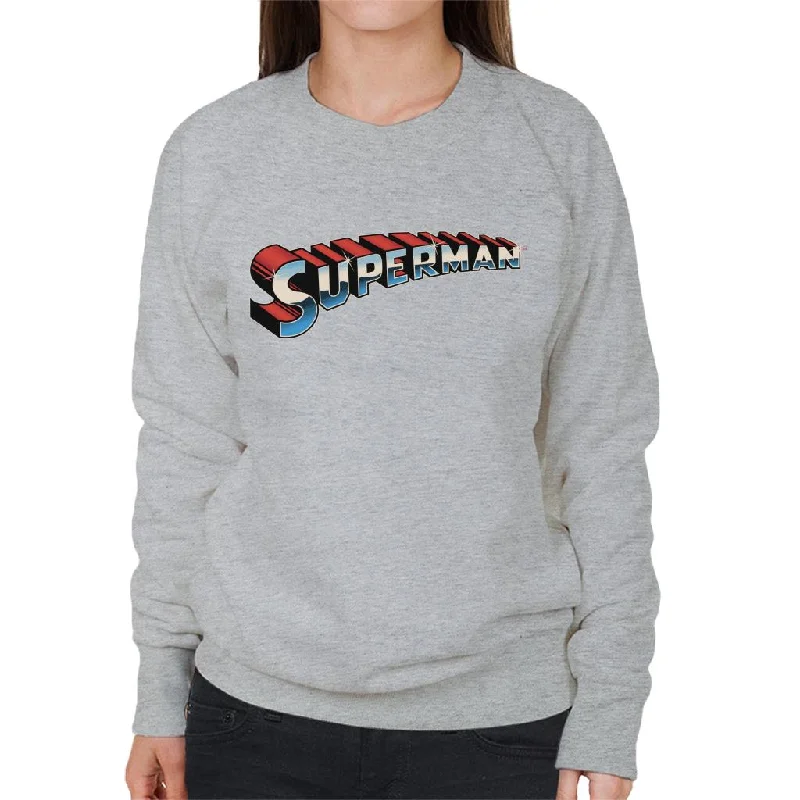 Superman 3D Text Logo Women's Sweatshirt Hoodie with Lining Warm Insulated