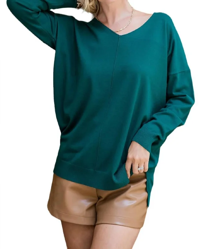Oh How Sweet It Is Sweater Plus Size In Hunter Green Glossy Satin Silk