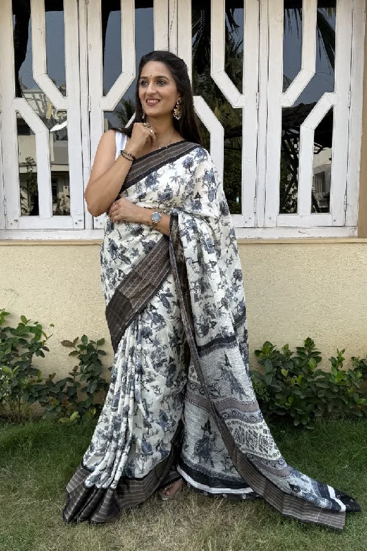 Women Party Wear Jari Lining Fancy Silk Saree with Un Stitched Blouse Mandarin Collar Blouse