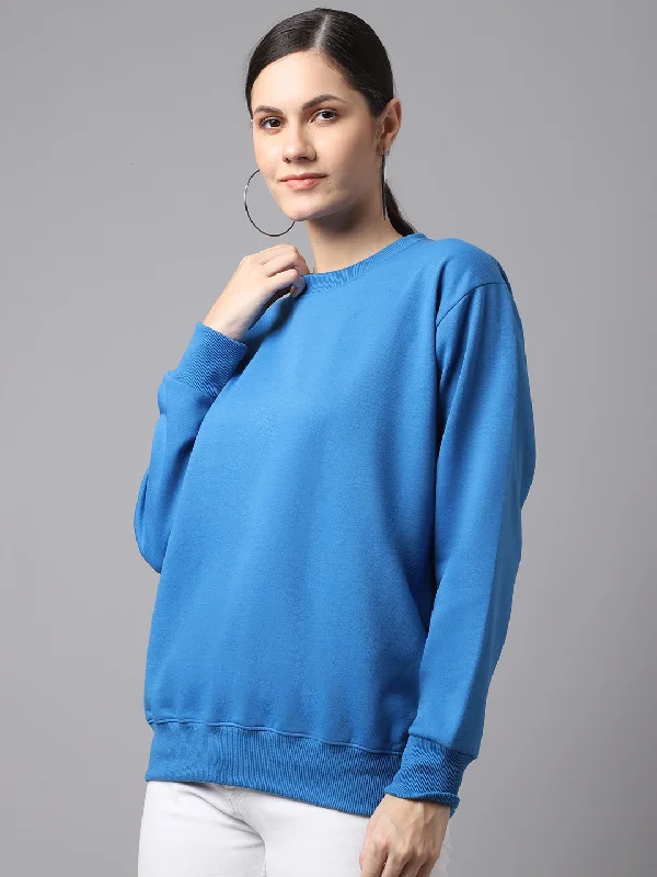 Vimal Jonney Fleece Round Neck Blue Sweatshirt For Women Hoodie with Logo Branding Identity Vimal Jonney Fleece Round Neck Blue Sweatshirt For Women Hoodie with Logo Branding Identity