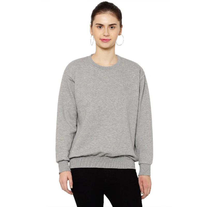 Vimal Jonney Fleece Round Neck Sweatshirt for Women Hoodie with Raw Hem Edgy Unfinished
