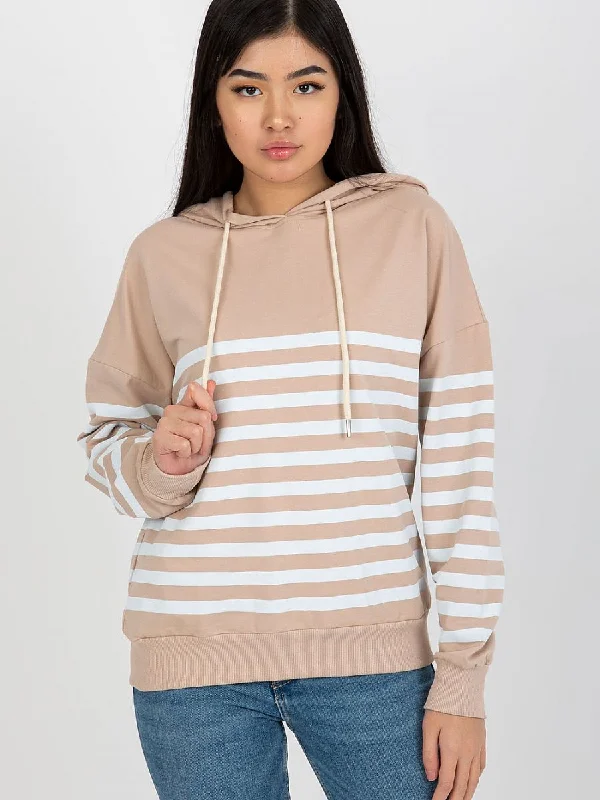 Sweatshirt Rue Paris Hoodie with Cuffed Sleeves Snug Secure