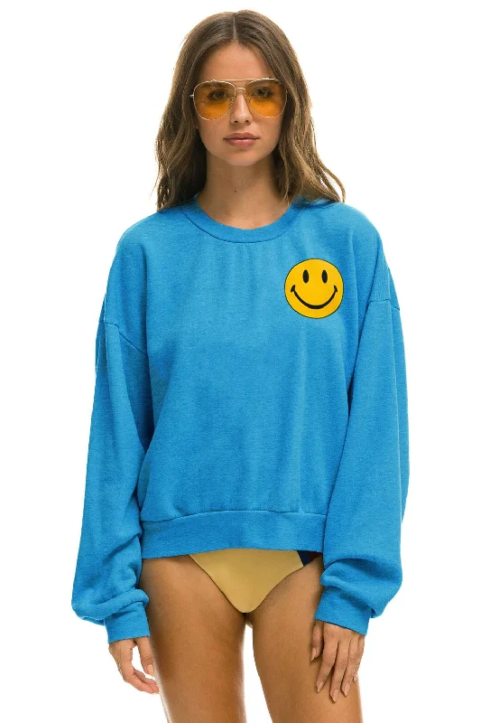 SMILEY 2 RELAXED SWEATSHIRT - OCEAN Hoodie with Hidden Zipper Minimalist Clean