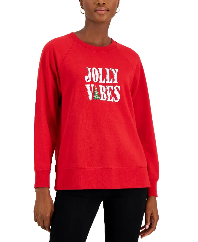 Style & Co Womens Holiday Sweatshirt Hoodie with High-Low Hem Asymmetrical Trendy