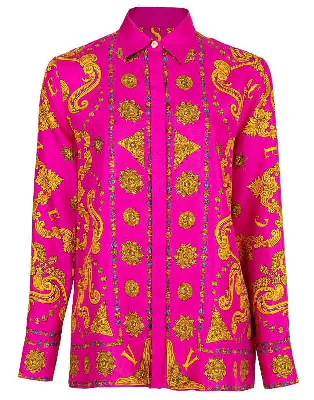 Baroque and Circle Print Blouse Office-Ready Blouse