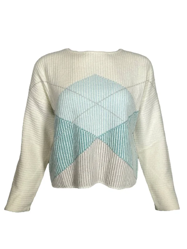 Women's Mountains Sweater In Creamy Beige Mesh Blend Leather Blend Suede Blend