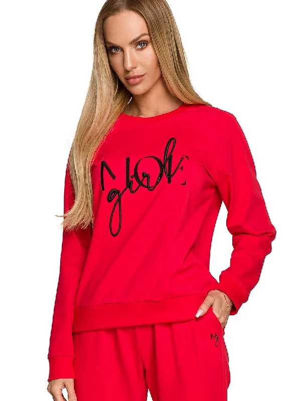 Sweatshirt Moe Hoodie with Hem Applique Textured Unique