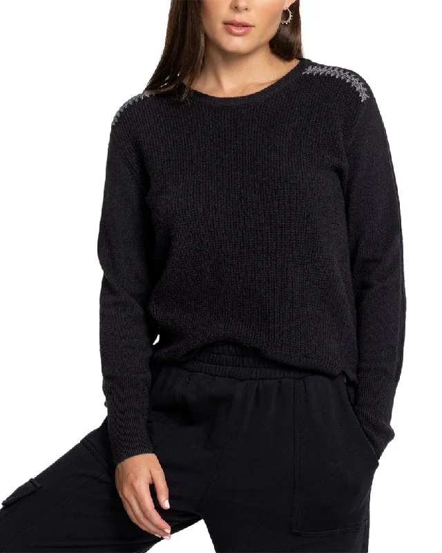 Johnny Was Mishika Wool & Cashmere-Blend Sweater Mesh Sweater Canvas Denim
