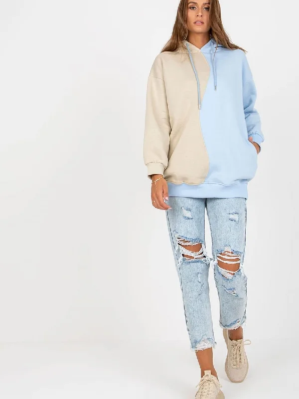 Sweatshirt Rue Paris Hoodie with Set-In Sleeves Structured Classic
