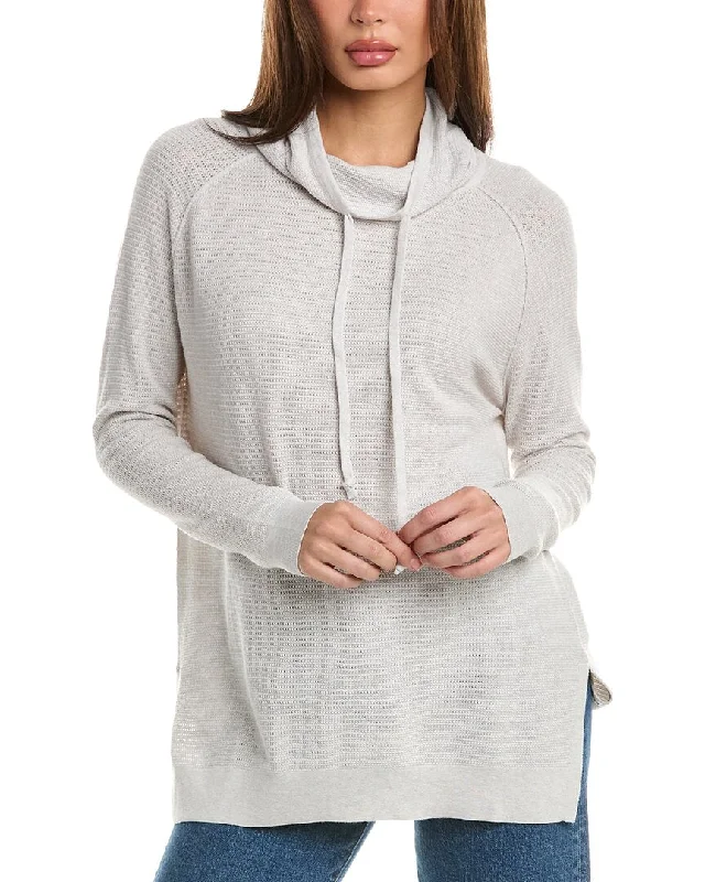 Forte Cashmere Thermal Drawstring Funnel Cashmere-Blend Sweater Notch Collar Peter Pan Collar Cowl Neck Forte Cashmere Thermal Drawstring Funnel Cashmere-Blend Sweater Notch Collar Peter Pan Collar Cowl Neck