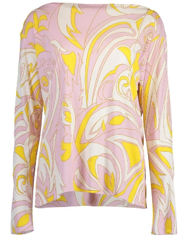 Long Sleeve Print Blouse High Neck Blouse