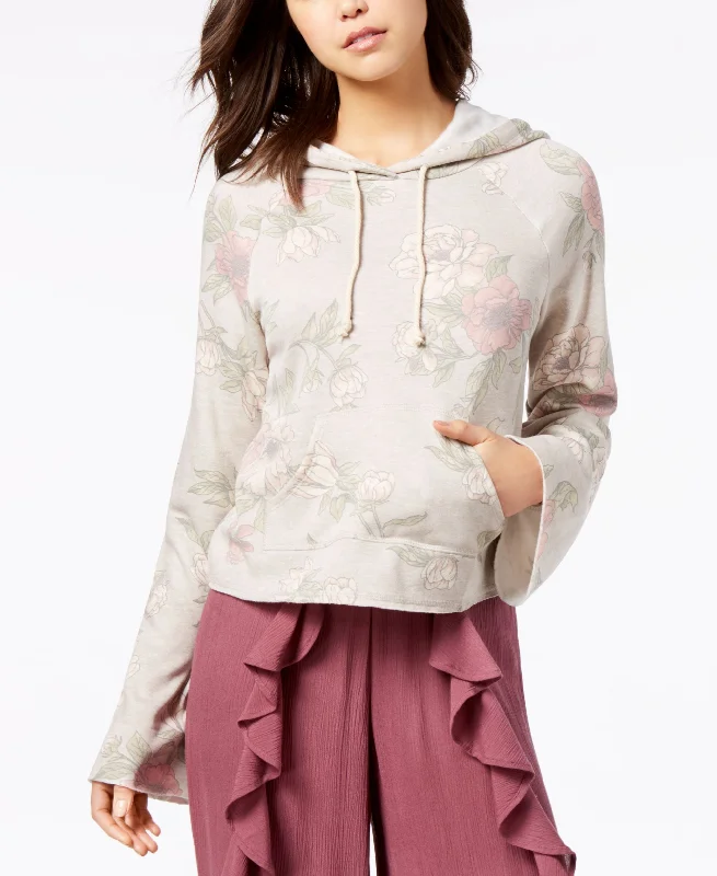 American Rag Juniors Printed Bell Sleeve Hoodie Hoodie with Oversized Fit Loose Comfortable
