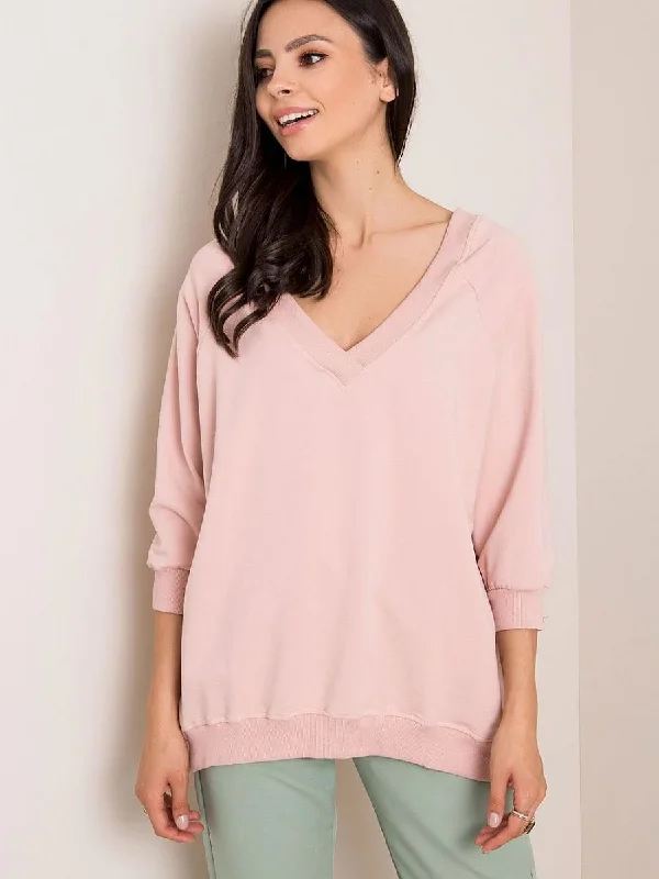 Sweatshirt Rue Paris Hoodie with Mock Neck Collared Structured