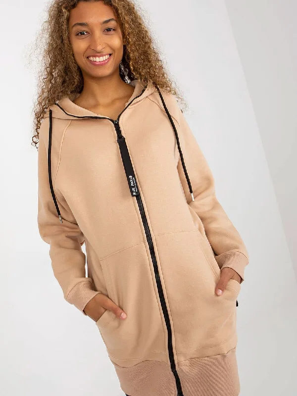 Sweatshirt Rue Paris Hoodie with Hem Fringe Bohemian Relaxed