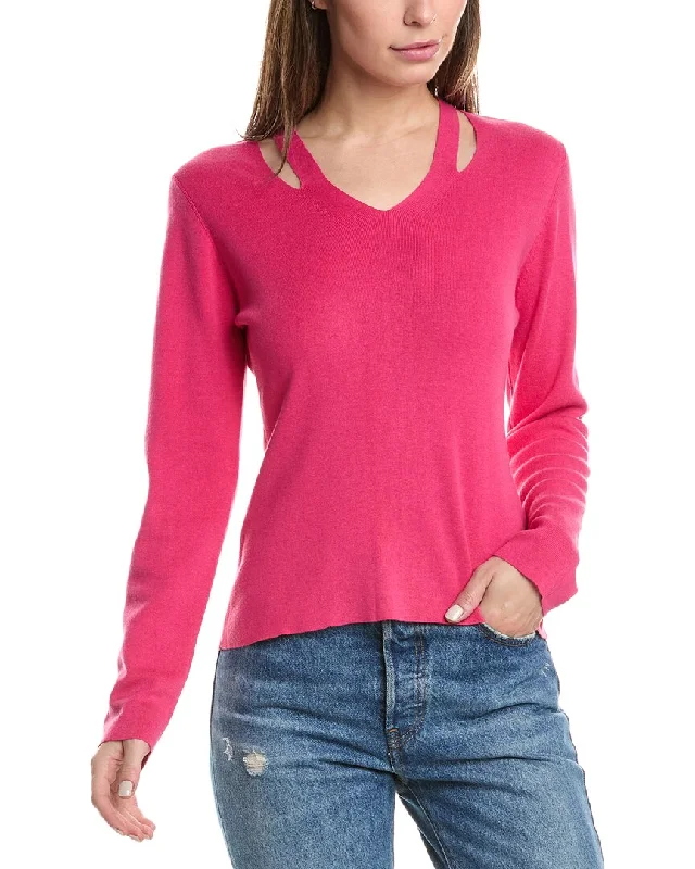 Forte Cashmere Cutout V-Neck Silk & Cashmere-Blend Sweater Elasticated Padded Insulated Forte Cashmere Cutout V-Neck Silk & Cashmere-Blend Sweater Elasticated Padded Insulated