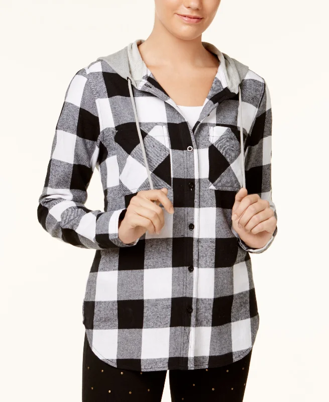 Polly Esther Juniors Plaid Hoodie Hoodie with Elastic Waist Stretchable Comfortable