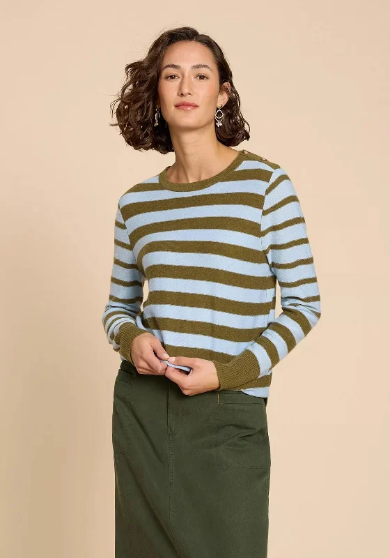 White Stuff Emma Striped Wool Blend Sweater, Blue Multi High Neck Crew Neck V-Neck