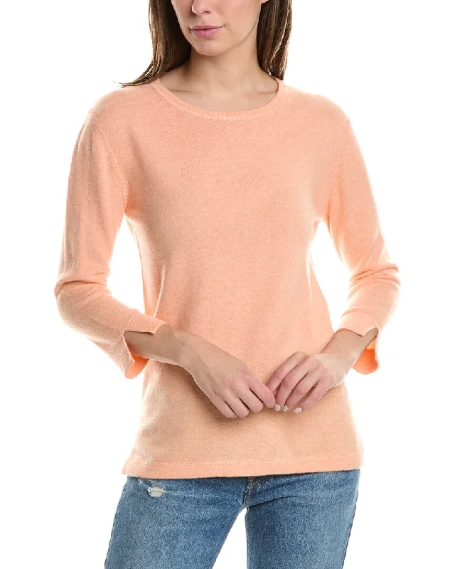 Forte Cashmere 3/4-Sleeve Crew Cashmere Sweater Cashmere Blend Cotton Blend Poly Blend Forte Cashmere 3/4-Sleeve Crew Cashmere Sweater Cashmere Blend Cotton Blend Poly Blend