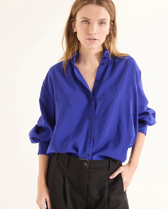 Soline Solid Blouse BLUE Smart Business Blouse