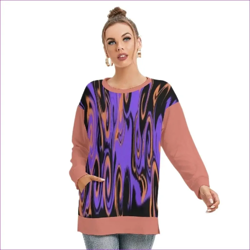 Trip 2 Women's Side Split O-neck Sweatshirt Hoodie with Mock Neck Collared Structured Trip 2 Women's Side Split O-neck Sweatshirt Hoodie with Mock Neck Collared Structured