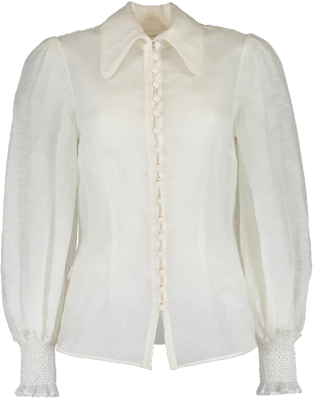 Corsage Lantern Blouse Elegant Office Blouse