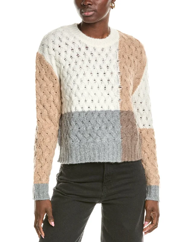 NAADAM Colorblocked Lattice Stitch Wool & Cashmere-Blend Sweater Layered Multi-layer Single Layer NAADAM Colorblocked Lattice Stitch Wool & Cashmere-Blend Sweater Layered Multi-layer Single Layer