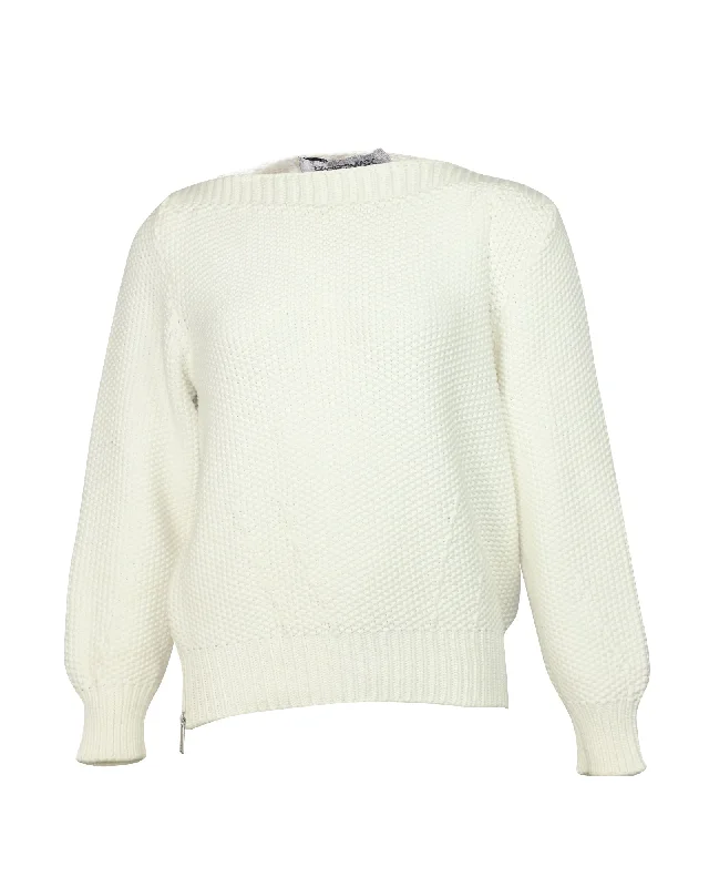 Sportmax Knitted Sweater in White Cotton Lightweight Heavyweight Midweight