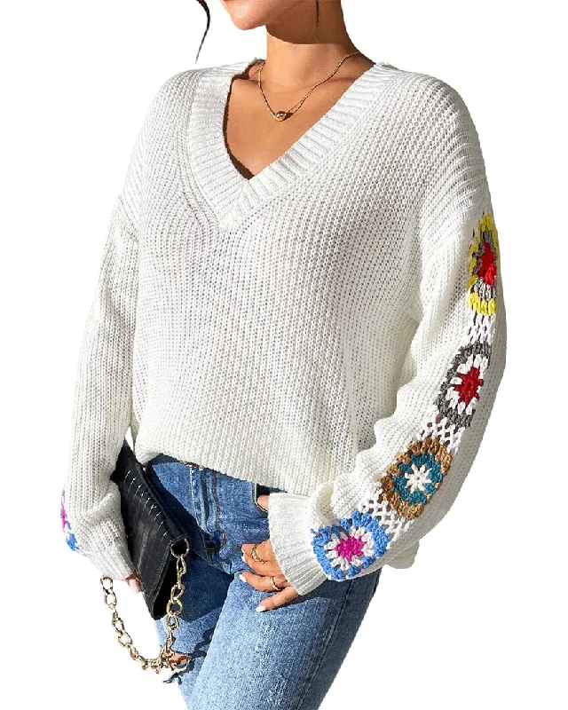 Nino Balcutti V-Neck Sweater Mesh Sweater Canvas Denim