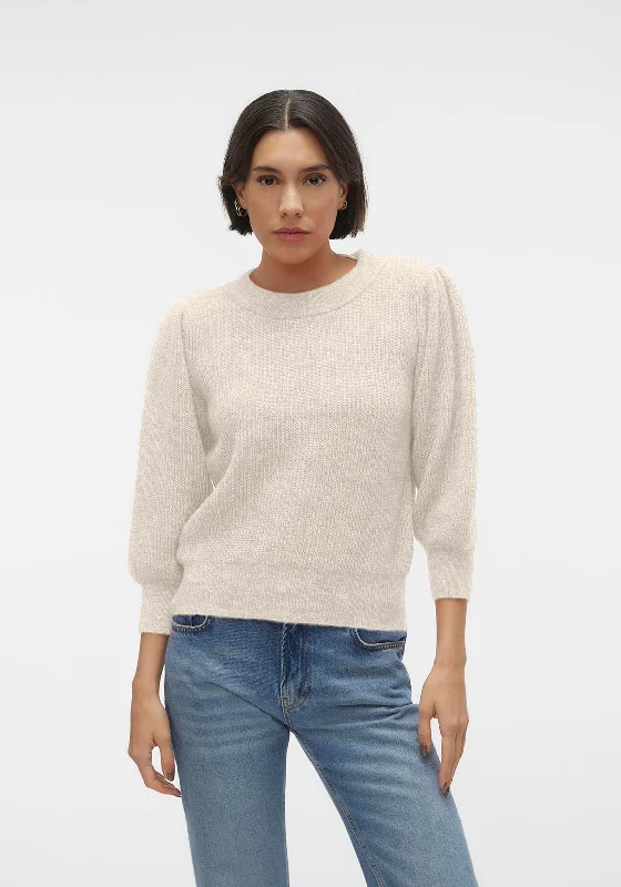 Vero Moda Three Quarter Sleeve Jumper, Birch Spandex Rayon Corduroy