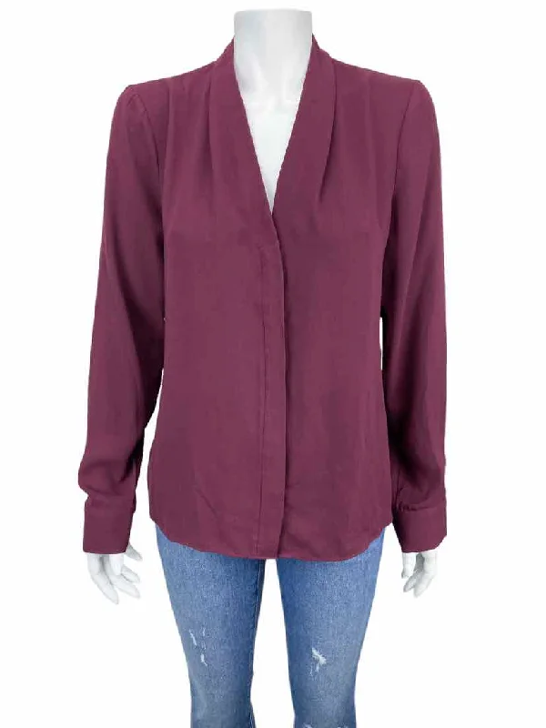 Halogen Women's V-neck Blouse Wine Size S with Tags Elegant Lace Blouse