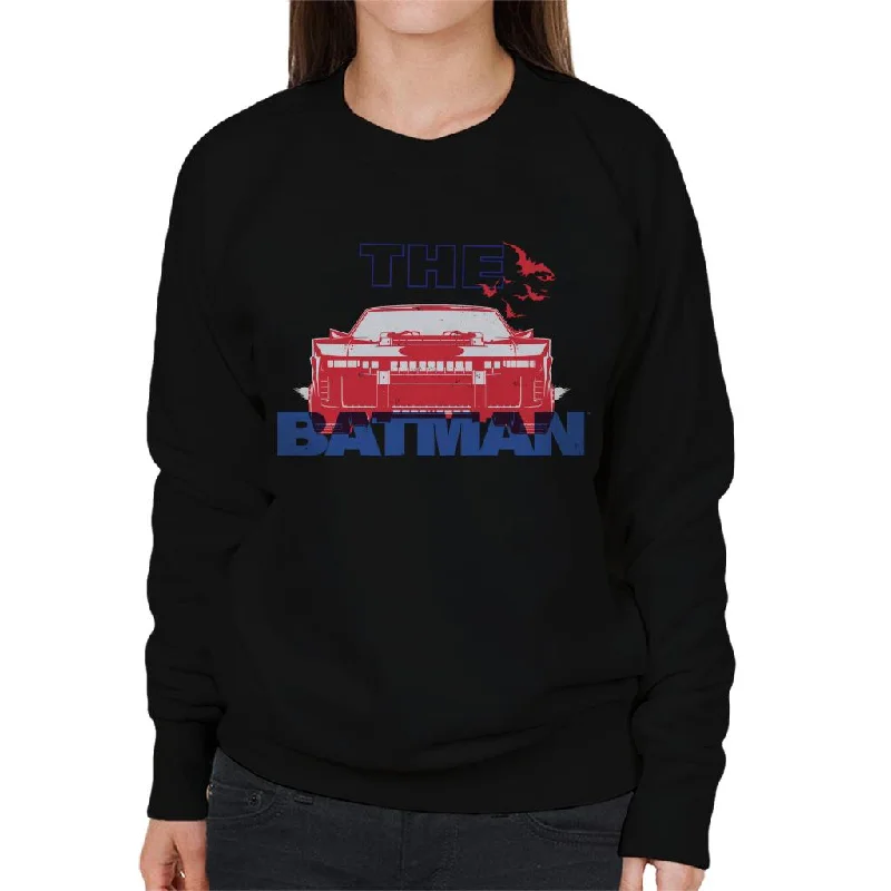 The Batman Red Batmobile Women's Sweatshirt Hoodie with Snap Buttons Easy Quick